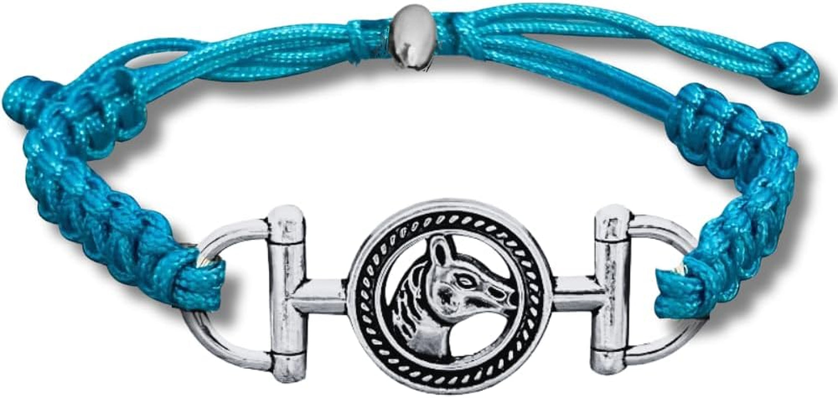 Horse Bit Charm Bracelet, Horse Lovers Equestrian Jewelry - Adjustable Friendship Braided String Stirrup Bracelet for Women,