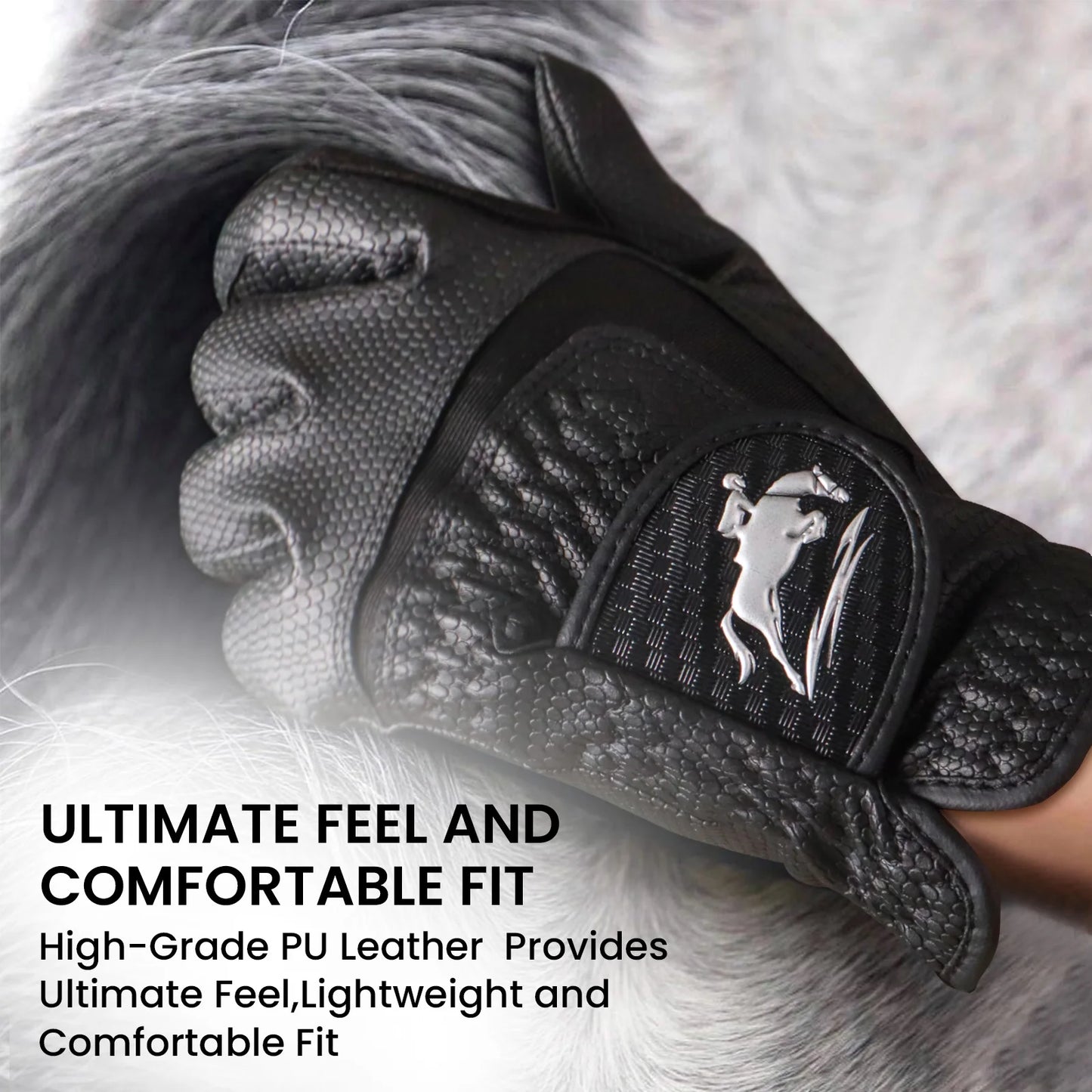 Women'S Premium PU Leather Horse Riding Gloves Lightweight Breathable Stretchable with Touchscreen Grip for Equestrian