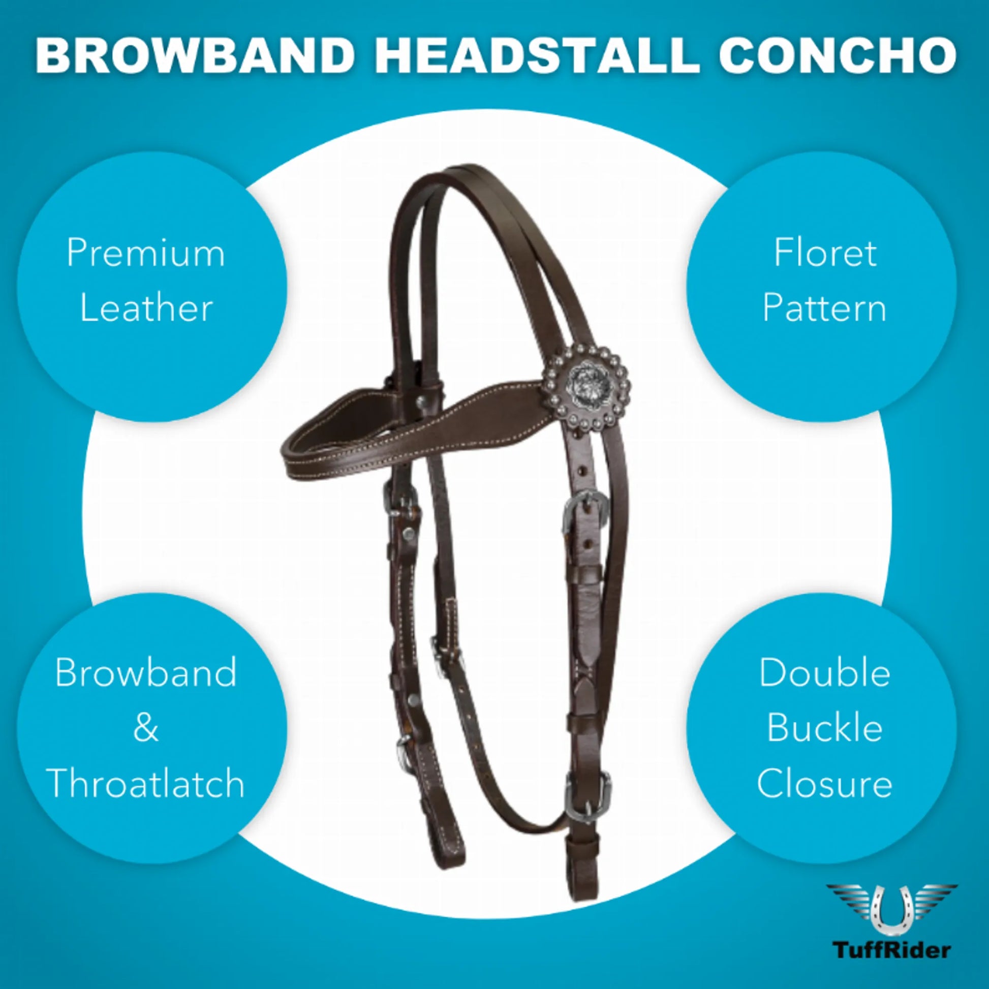 TuffRider Western Browband Concho Headstall - One Eyed Pony