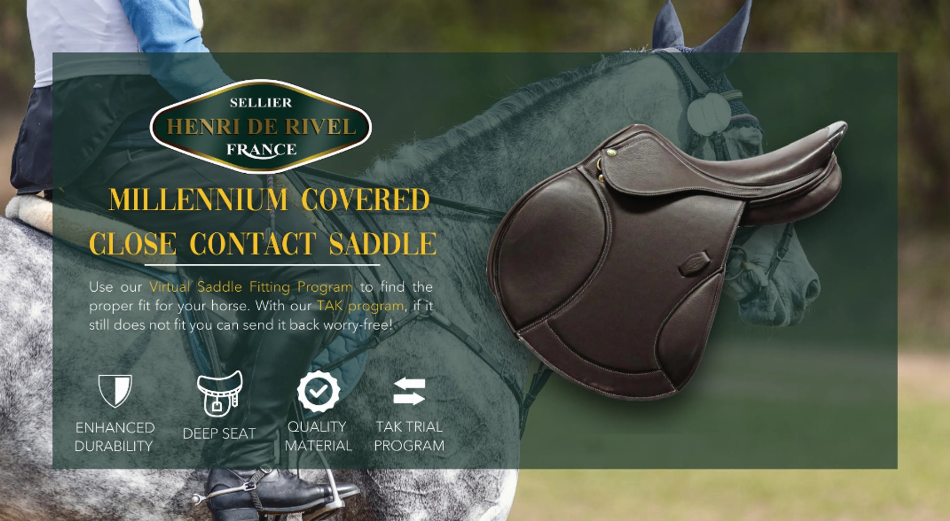 Henri De Rivel  Millennium Covered Close Contact Saddle - One Eyed Pony
