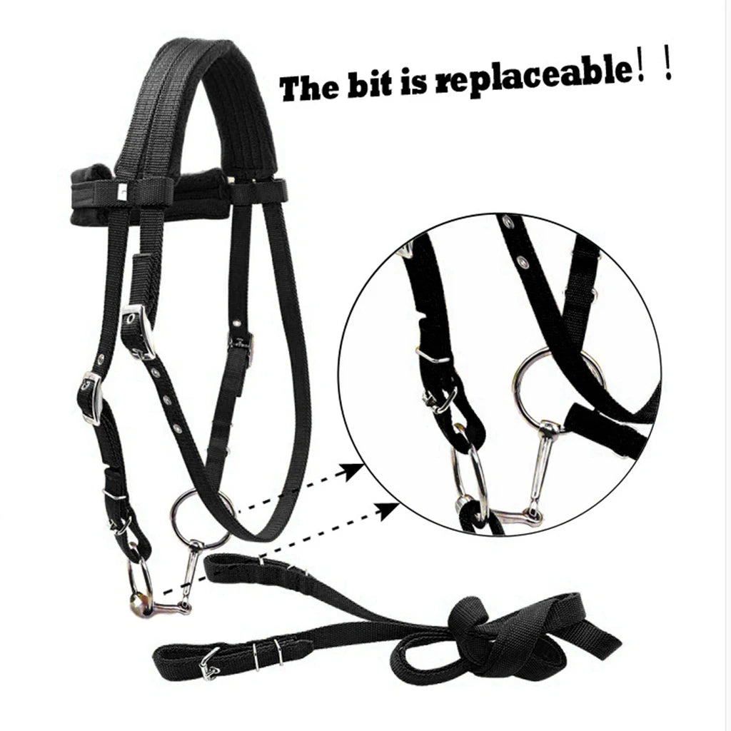 Durable Horse Bridle Horse Rein Headstall Thickened Halter Equestrian Gear Horse Rein Harness Headstalls Removable Snaffle