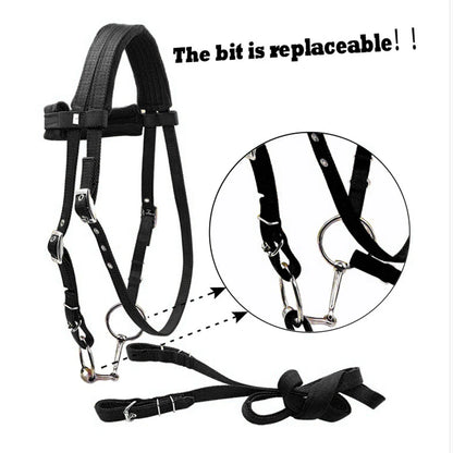 Durable Horse Bridle Horse Rein Headstall Thickened Halter Equestrian Gear Horse Rein Harness Headstalls Removable Snaffle