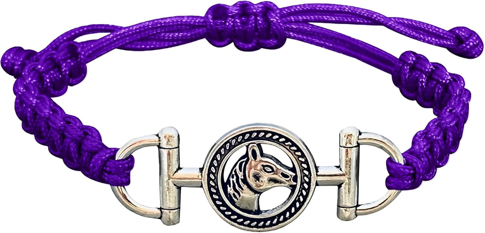 Horse Bit Charm Bracelet, Horse Lovers Equestrian Jewelry - Adjustable Friendship Braided String Stirrup Bracelet for Women,