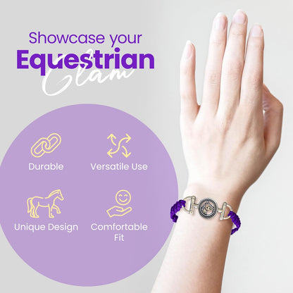 Horse Bit Charm Bracelet, Horse Lovers Equestrian Jewelry - Adjustable Friendship Braided String Stirrup Bracelet for Women,