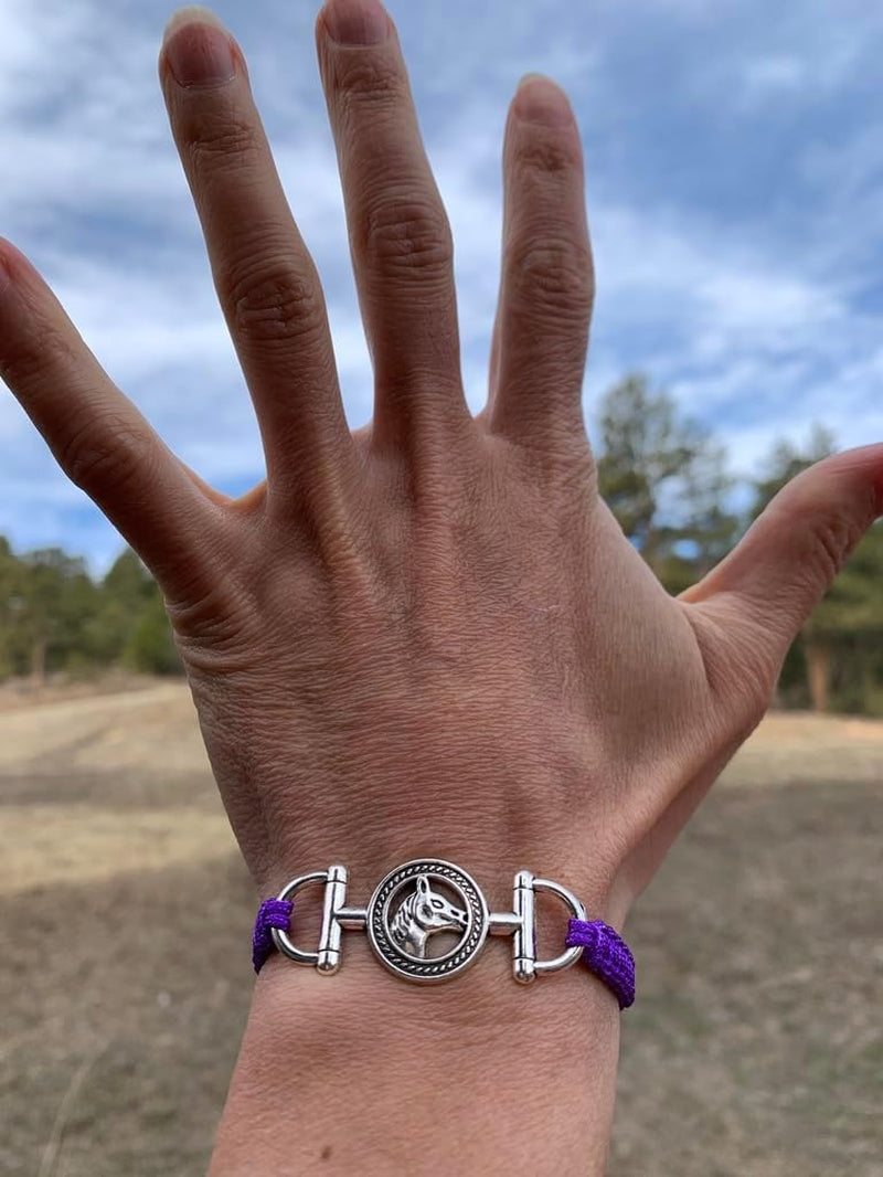 Horse Bit Charm Bracelet, Horse Lovers Equestrian Jewelry - Adjustable Friendship Braided String Stirrup Bracelet for Women,